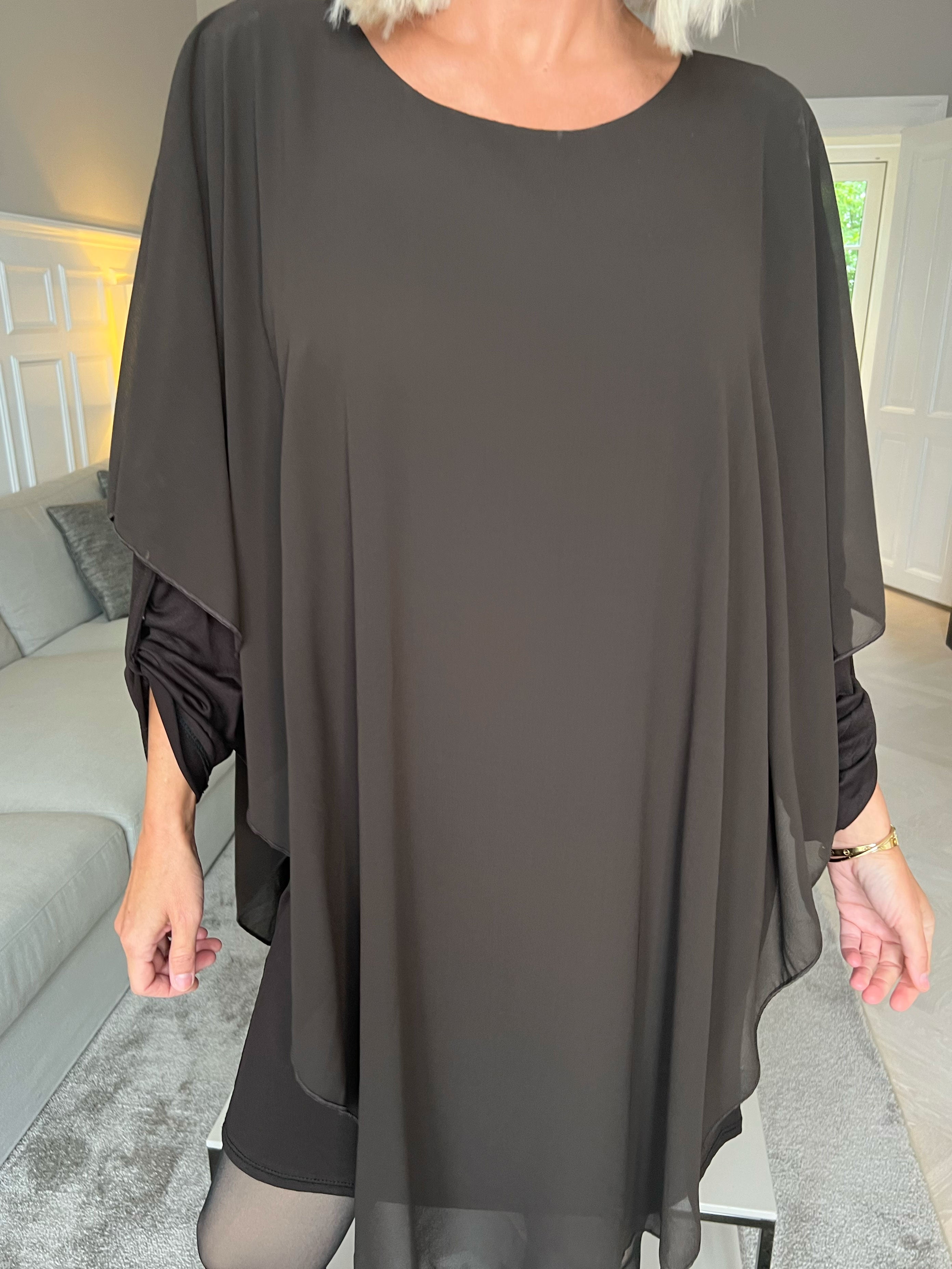 Kenya Long Sleeve - Tunikakjole med chiffonlag